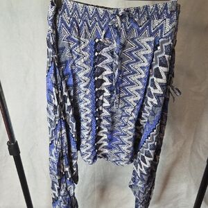 Blue Zigzag Patterned Women's Joggers